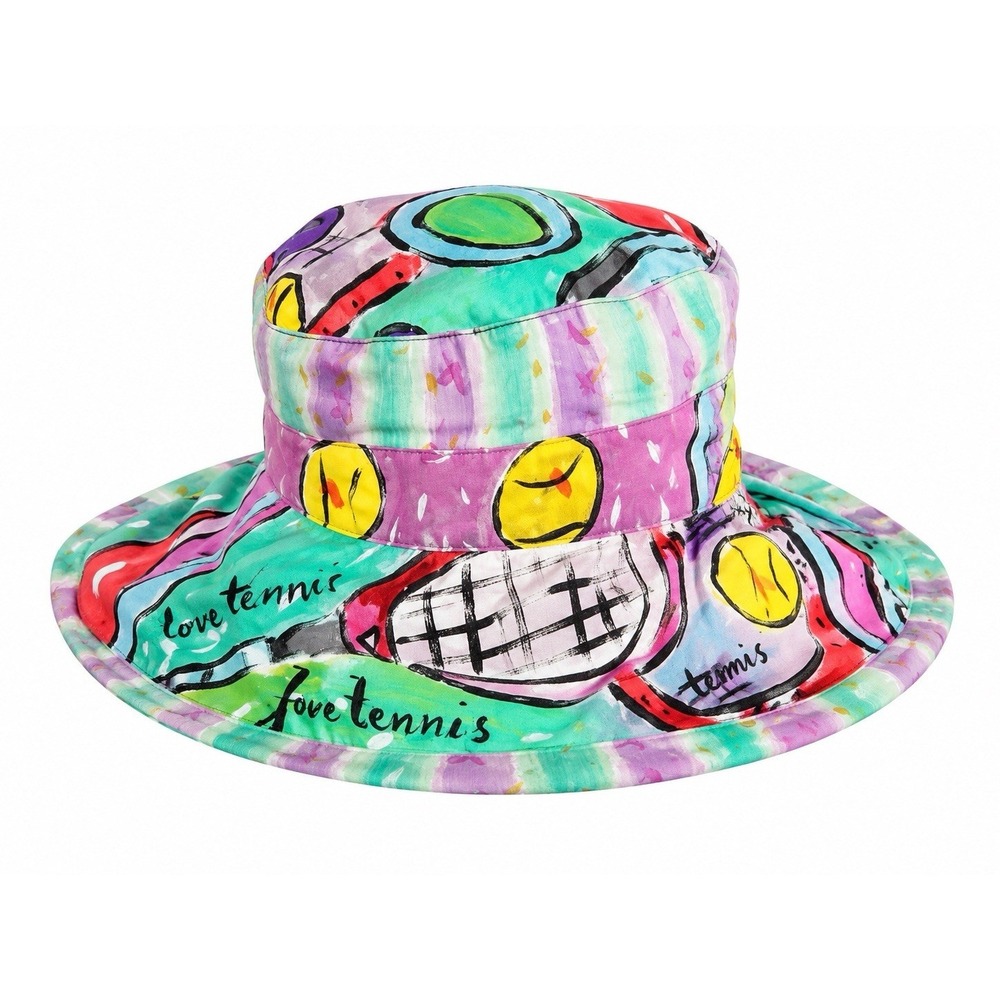 Vintage Bucket Hat‎ Abstract Pop Art Tenniscore Dopamine  Handpainted Retro 90s